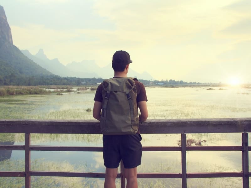 boy watching birds